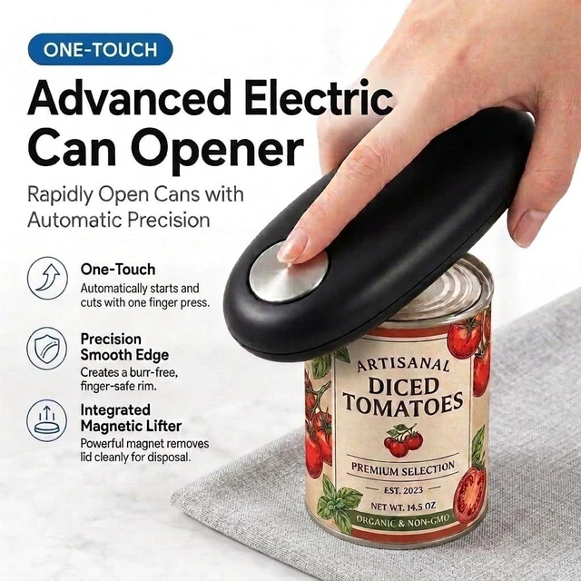 Alt view image 2 of 5 - Electric Can Opener Automatic, One Touch Operated Can Opener for Seniors with Arthritis, Fits All Can Sizes Smooth Edge Food Safe Kitchen Gadgets