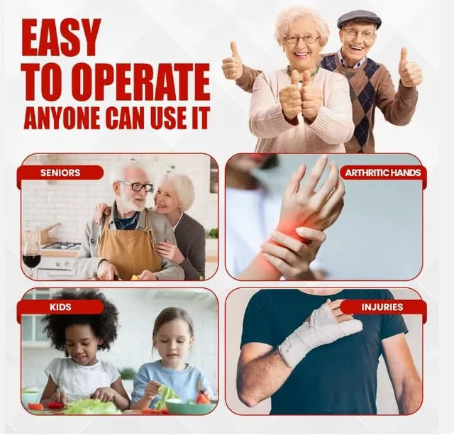 Alt view image 5 of 7 - Electric Can Opener, One-Touch Automatic Smooth Edge Can Opener for All Can Sizes, Battery Operated Hands-Free Kitchen Gadget for Seniors with Arthritis (Red)