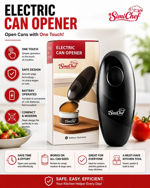 Alt view image 3 of 7 - Automatic Electric Can Opener, Electric Can Opener, One-Touch | Automatic Electric Can Opener