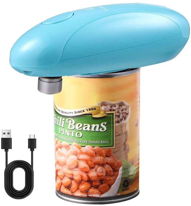 Main image of Rechargeable Can Opener Electric for Seniors, One-Touch Design (Blue) | Smooth Edge Cutting, USB-C Charging, Angled Blade, Magnetic Lid Catch, ABS Body, Easy Operation, Hands-Free