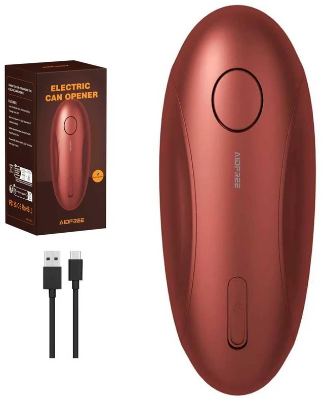 Main image of Automatic Electric Can Opener for Seniors for Kitchen:Anyone can Hands Free,One Touch Opener,Durable Blades,Rechargeable, Smooth Edge, Lightweight Small Size, Red