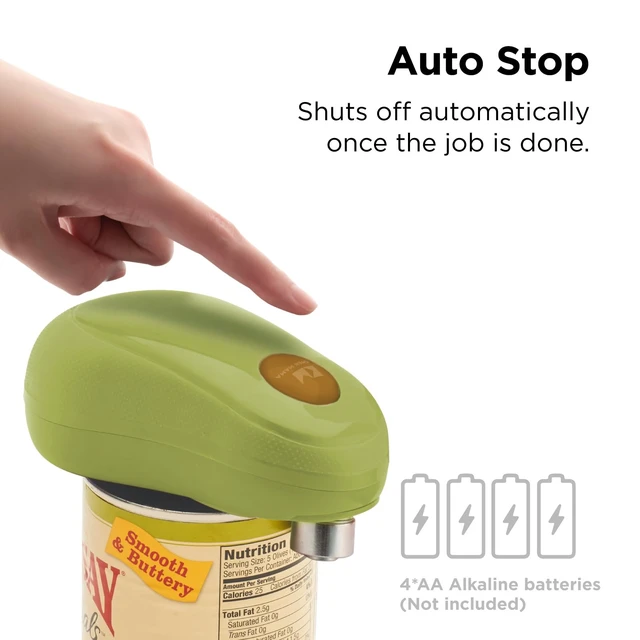 Alt view image 3 of 7 - One Touch Electric Can Opener, Avocado | Opens with One Button Press, Auto-Stop, Smooth Edge, Cordless, Battery Operated