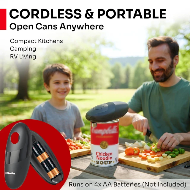 Alt view image 4 of 7 - SmoothEdge Auto Electric Can Opener, Gray | Battery-Operated, One-Touch w Magnet Lid Lifter, Smooth-Edge Cut Technology, Portable Hands-Free Automatic