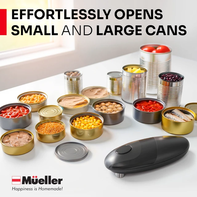 Alt view image 7 of 7 - SmoothEdge Auto Electric Can Opener, Gray | Battery-Operated, One-Touch w Magnet Lid Lifter, Smooth-Edge Cut Technology, Portable Hands-Free Automatic