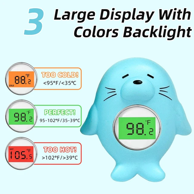 Alt view image 3 of 7 - Baby Bath Thermometer - Floating Digital with LED Safety Alert | FloatingBaby Bath ThermometerDigitalWater TemperatureMonitor3-Color LED AlertIP67 WaterproofBPA-FreeInfantGift