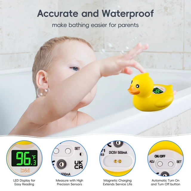 Alt view image 5 of 7 - Baby Bath Thermometer - USB Rechargeable (Classic Charging Duck) | Instant & Accurate Temperature Readings, Waterproof, Digital Water Temperature Monitor for Toddlers, Floating Toy for Newborn