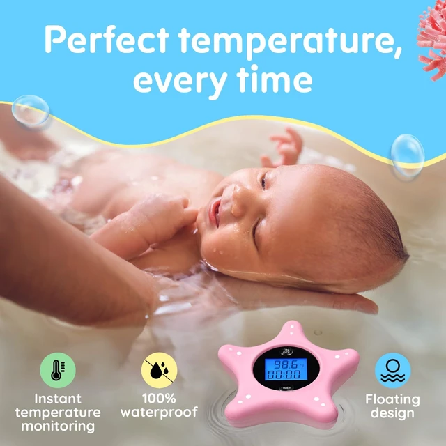 Alt view image 2 of 7 - Baby Bath Thermometer and Timer, Floating Bathtub Water Safety | Digital Sensor Delivers Instant Readings, Soft Silicone Sea Star Shape with No Sharp Edges, Great for Newborns Plus Toddlers