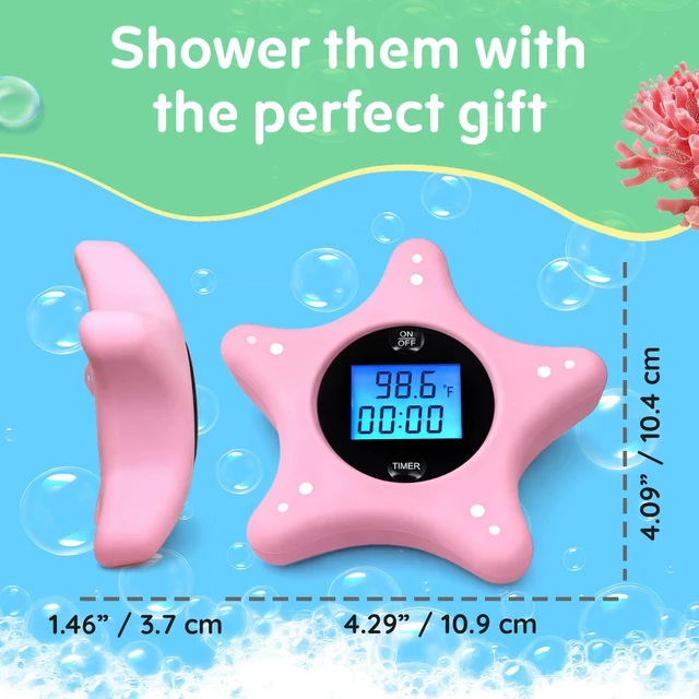 Alt view image 7 of 7 - Baby Bath Thermometer and Timer, Floating Bathtub Water Safety | Digital Sensor Delivers Instant Readings, Soft Silicone Sea Star Shape with No Sharp Edges, Great for Newborns Plus Toddlers