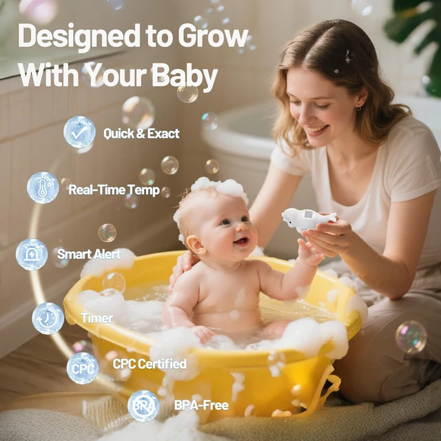Alt view image 2 of 7 - Baby Bath Thermometer for Tub,Digital Infants Water Temperature,LCD Display | Safety Floating Bath Toy,Bathtub Temperature Measure,Newborn & Toddler Essentials,Accurate Reading with Timer