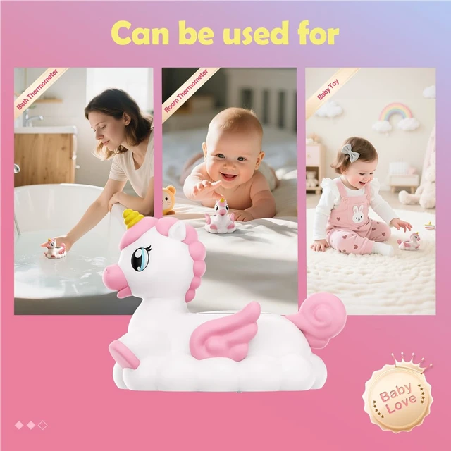 Alt view image 6 of 7 - Baby Bath Thermometer Newborn Digital Unicorn Baby Bath Temperature Thermometer for Infant Bathtub Water Floating Rubber Toy WP01
