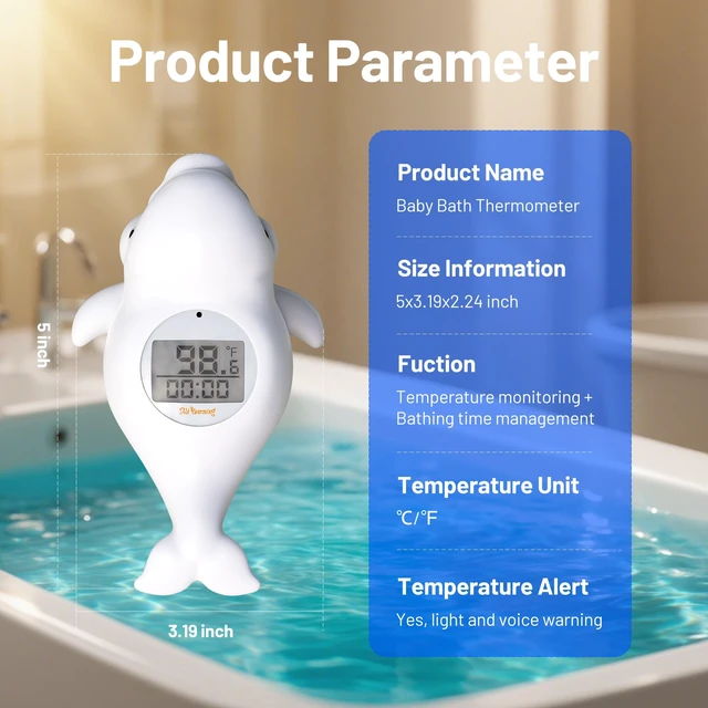 Alt view image 7 of 7 - Baby Bath Thermometer for Tub,Digital Infants Water Temperature,LCD Display | Safety Floating Bath Toy,Bathtub Temperature Measure,Newborn & Toddler Essentials,Accurate Reading with Timer