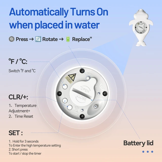 Alt view image 4 of 7 - Baby Bath Thermometer for Tub,Digital Infants Water Temperature,LCD Display | Safety Floating Bath Toy,Bathtub Temperature Measure,Newborn & Toddler Essentials,Accurate Reading with Timer