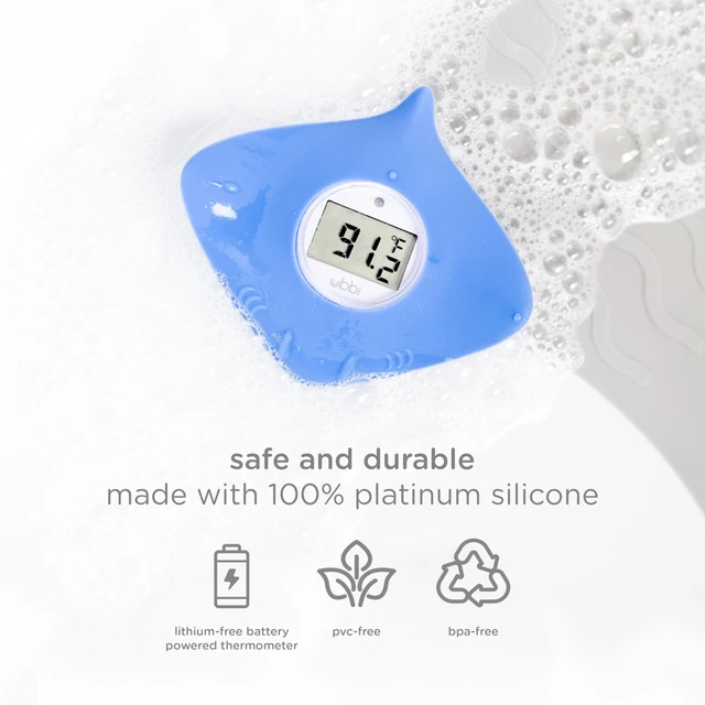 Alt view image 3 of 7 - Stingray Baby Bath Thermometer for Newborns & Infants | Accurate and Instant High and Low Digital Reads, Floating Silicone Safety Thermometer, Newborn Registry Must Haves, Blue