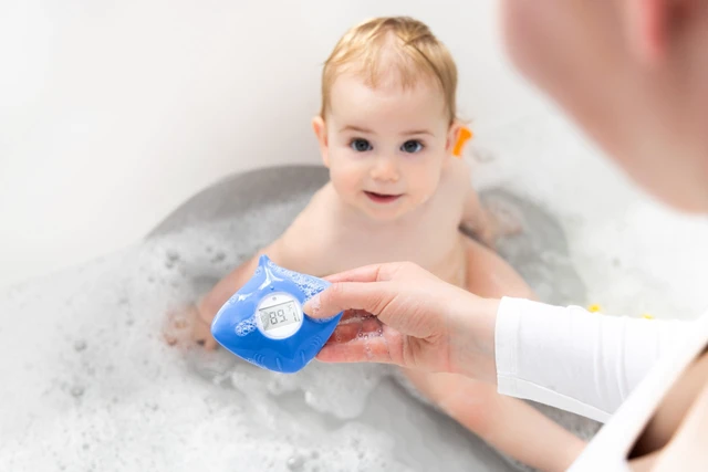 Alt view image 7 of 7 - Stingray Baby Bath Thermometer for Newborns & Infants | Accurate and Instant High and Low Digital Reads, Floating Silicone Safety Thermometer, Newborn Registry Must Haves, Blue
