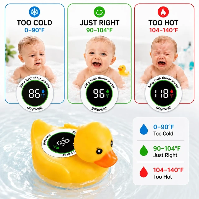 Alt view image 3 of 7 - Baby Bath Thermometer Water Temp Safety for Bathtub,Room Essential Duck Toy Tub Temperature LED Display,Color Warn,Newborn&Infants Water Temp Safe 2-in1 Bath floating Toy for Kids