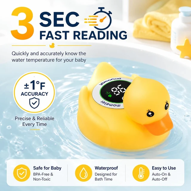 Alt view image 2 of 7 - Baby Bath Thermometer Water Temp Safety for Bathtub,Room Essential Duck Toy Tub Temperature LED Display,Color Warn,Newborn&Infants Water Temp Safe 2-in1 Bath floating Toy for Kids
