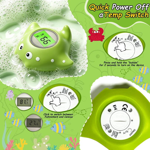 Alt view image 2 of 7 - Floating Baby Bath Thermometer for Bathtub, Manta Ray Shaped Digital Water Temperature Thermometer Baby Safety with Large Easy-Read LCD Display, ±1 Accuracy, Baby Bath Essentials