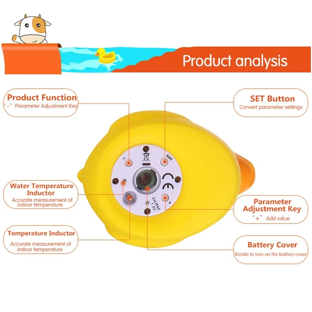 Alt view image 7 of 7 - Baby Bath Thermometer, Safety Water Temperature Monitor, Lady Duck | Digital Water & Room Thermometer, Bath Timer, Infant Floating Toy, Hot Cold Color Alert, Accurately, Baby Bath Essentials