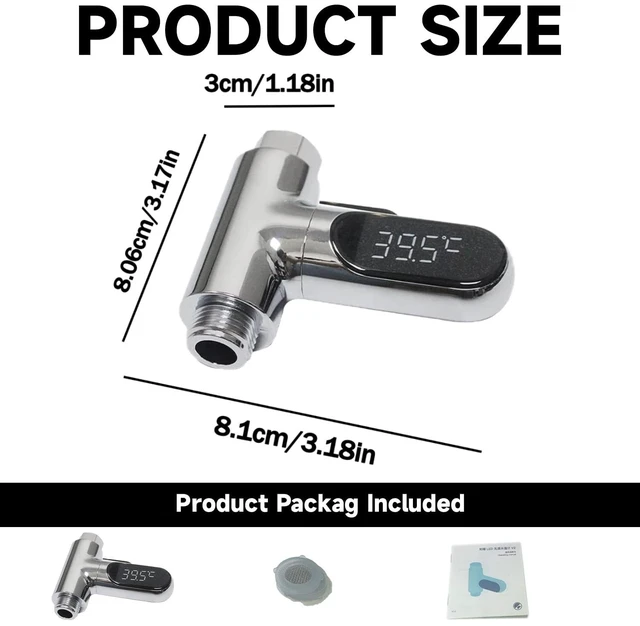 Alt view image 2 of 7 - Shower Temperature Instant-Read Thermometer Display Shower Timer 360°Rotating Screen Led Water New Type Digital Gauge for Baby Kids Home Bathroom Kitchen