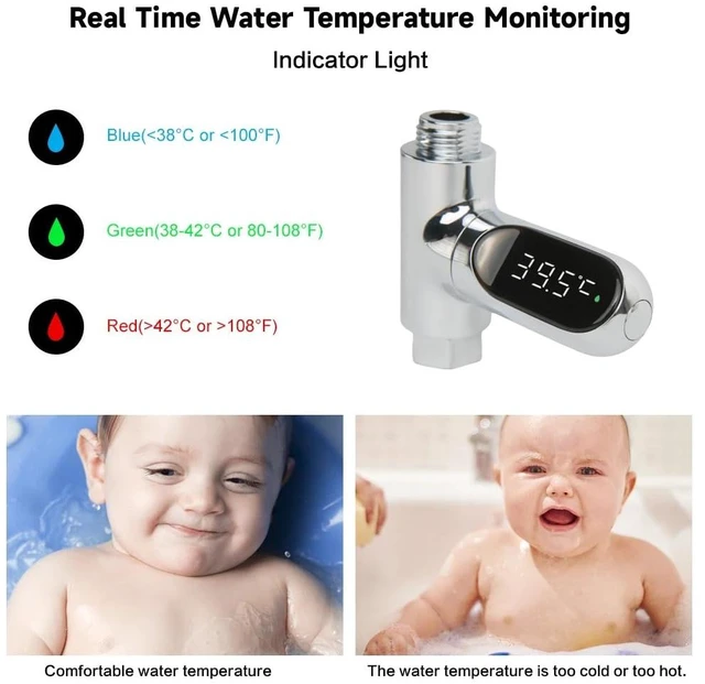 Alt view image 3 of 7 - Shower Temperature Instant-Read Thermometer Display Shower Timer 360°Rotating Screen Led Water New Type Digital Gauge for Baby Kids Home Bathroom Kitchen