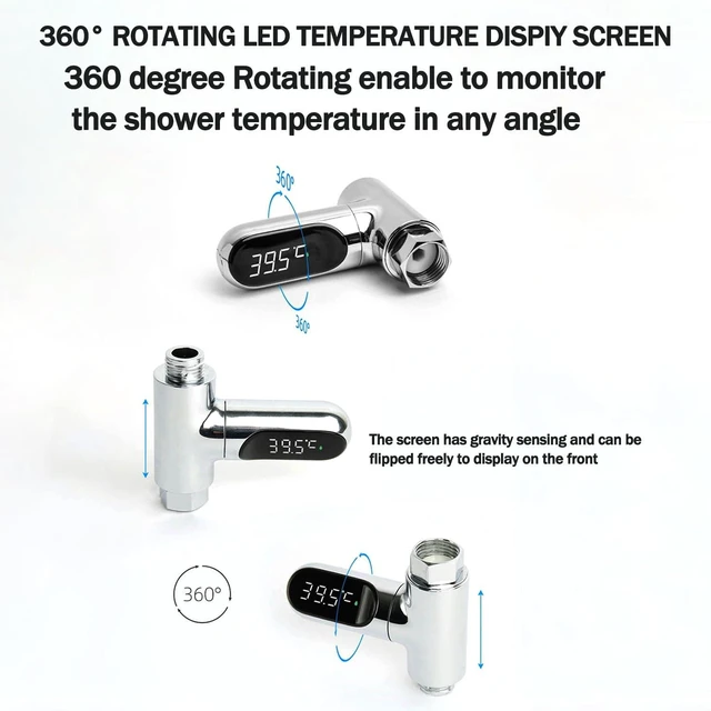 Alt view image 4 of 7 - Shower Temperature Instant-Read Thermometer Display Shower Timer 360°Rotating Screen Led Water New Type Digital Gauge for Baby Kids Home Bathroom Kitchen