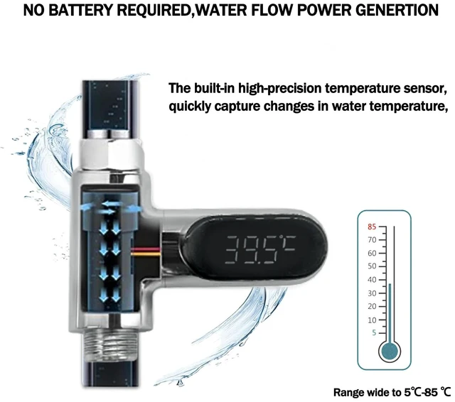 Alt view image 5 of 7 - Shower Temperature Instant-Read Thermometer Display Shower Timer 360°Rotating Screen Led Water New Type Digital Gauge for Baby Kids Home Bathroom Kitchen
