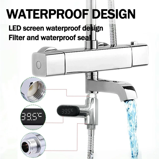 Alt view image 7 of 7 - Shower Temperature Instant-Read Thermometer Display Shower Timer 360°Rotating Screen Led Water New Type Digital Gauge for Baby Kids Home Bathroom Kitchen