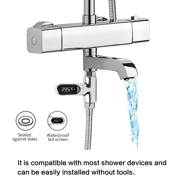 Alt view image 3 of 7 - Shower Thermometer, 360 LED Display Water Temp Gauge for Baby Bath