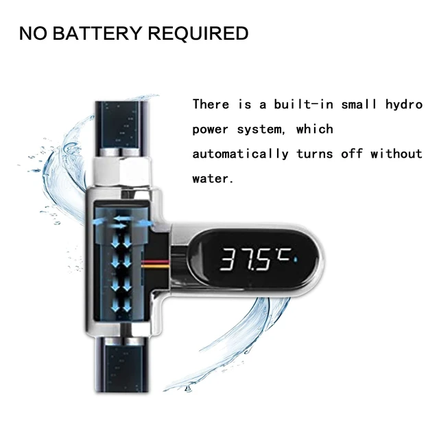 Alt view image 6 of 7 - Shower Thermometer, 360 LED Display Water Temp Gauge for Baby Bath