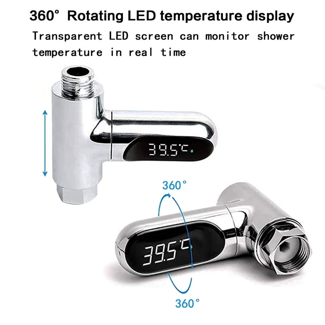 Alt view image 5 of 7 - Shower Thermometer, 360 LED Display Water Temp Gauge for Baby Bath