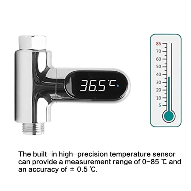 Alt view image 7 of 7 - Shower Thermometer, 360 LED Display Water Temp Gauge for Baby Bath