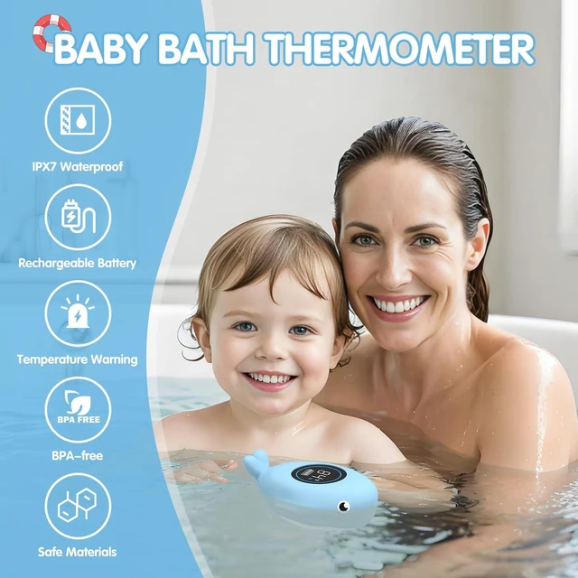 Alt view image 2 of 7 - Rechargeable Baby Bath Thermometer Digital Water Thermometer with Safe Temperature Alert, Fast & Accurate Reading for Newborn Infant Toddler, Floating Bath Toy