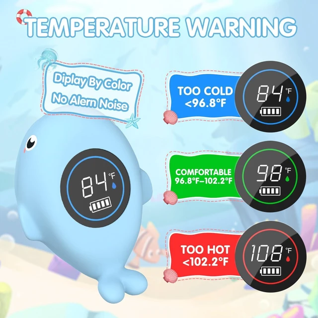 Alt view image 3 of 7 - Rechargeable Baby Bath Thermometer Digital Water Thermometer with Safe Temperature Alert, Fast & Accurate Reading for Newborn Infant Toddler, Floating Bath Toy