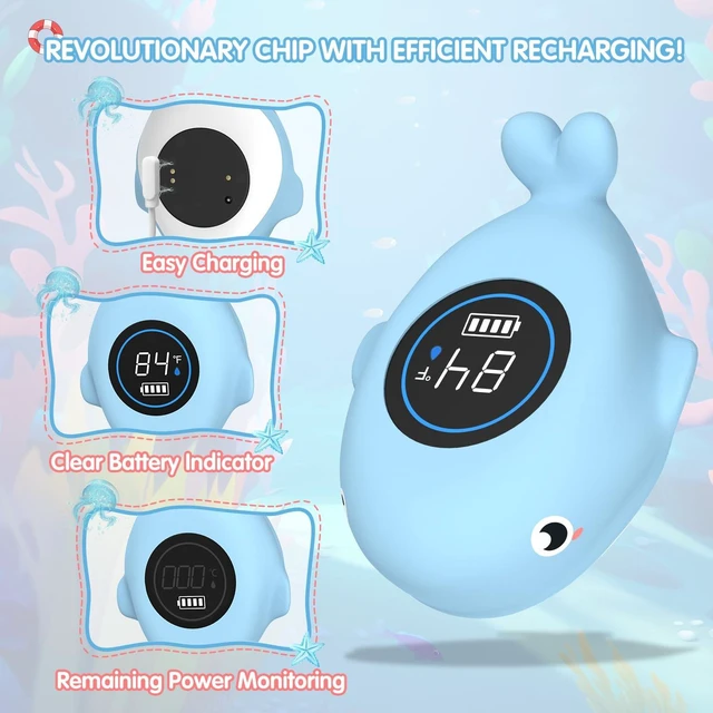 Alt view image 4 of 7 - Rechargeable Baby Bath Thermometer Digital Water Thermometer with Safe Temperature Alert, Fast & Accurate Reading for Newborn Infant Toddler, Floating Bath Toy