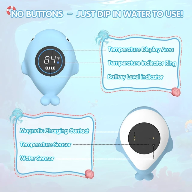 Alt view image 5 of 7 - Rechargeable Baby Bath Thermometer Digital Water Thermometer with Safe Temperature Alert, Fast & Accurate Reading for Newborn Infant Toddler, Floating Bath Toy
