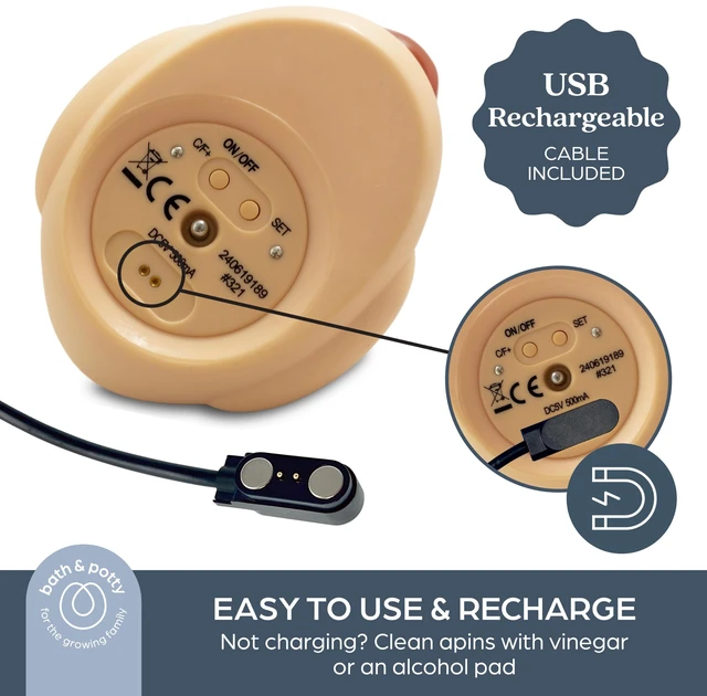 Alt view image 5 of 7 - Baby Bath Thermometer - Duck Water Thermometer for Bathtub | Instant Digital Water & Room Temperature - Floating Duck Toy - USB Rechargeable - Helps Monitor Bath Water Temperature