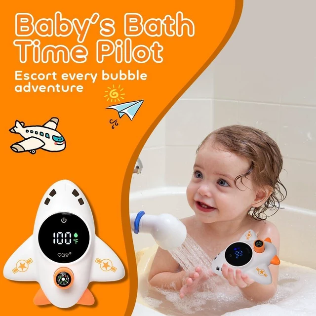 Alt view image 2 of 6 - Baby Bath Thermometer Water Temp Safety Essential,Rechargeable Bathtub Toy | Tub Temperature LED Display,Color Warn Safe for Newborn&Infants 2-in1 Bath Floating spurt water Toy for Kids