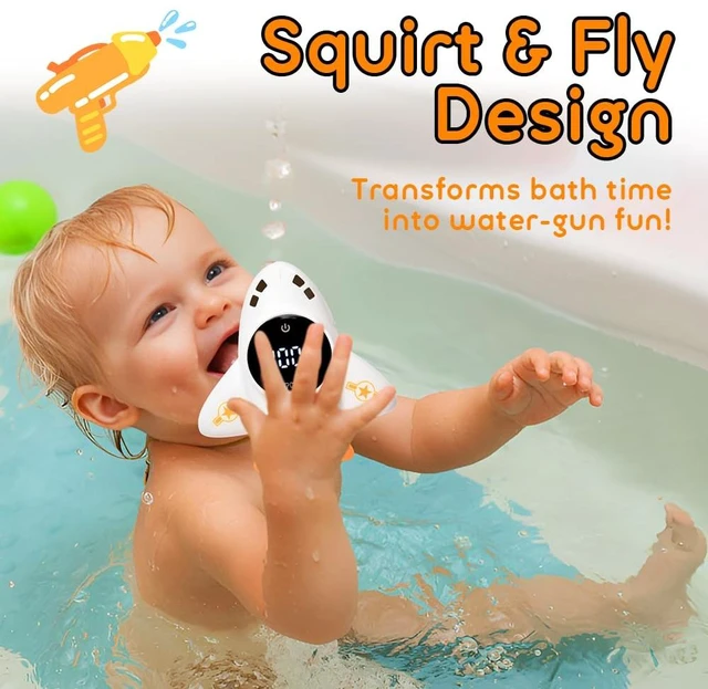 Alt view image 4 of 6 - Baby Bath Thermometer Water Temp Safety Essential,Rechargeable Bathtub Toy | Tub Temperature LED Display,Color Warn Safe for Newborn&Infants 2-in1 Bath Floating spurt water Toy for Kids