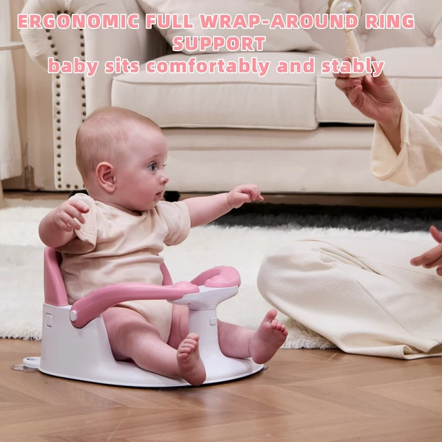Alt view image 2 of 6 - Baby Bath Seat for Babies 6 Months & Up Sitting Up,Infant Bath Seat with Temperature Alert+Open Backrest+on/Off Armrest,Toddler Bath seat Baby Bath Chair for Bathtub,Tub,Sink Rose
