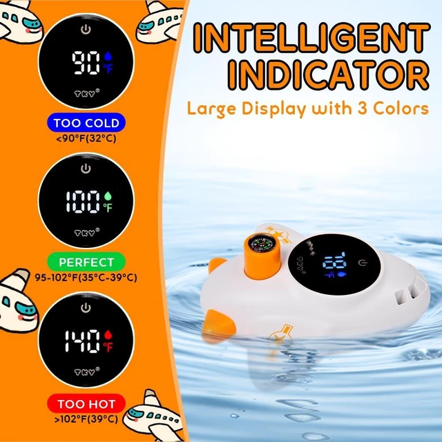 Alt view image 3 of 6 - Baby Bath Thermometer Water Temp Safety Essential,Rechargeable Bathtub Toy | Tub Temperature LED Display,Color Warn Safe for Newborn&Infants 2-in1 Bath Floating spurt water Toy for Kids