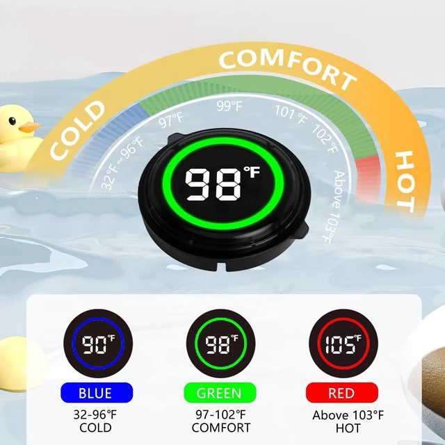 Alt view image 2 of 5 - 2 Pack Waterproof Floating Water Thermometer for Ice Bath, Swimming Pool, Bathtub (Non-Rechargeable)