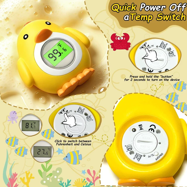 Alt view image 2 of 7 - Baby Bath and Room Thermometer, Adorable Chick-Shaped Floating Digital Water Thermometer with Instant Accurate Reading for Bathtub, ±18 Accuracy, Smart Auto On/Off, Baby Bath Essentials