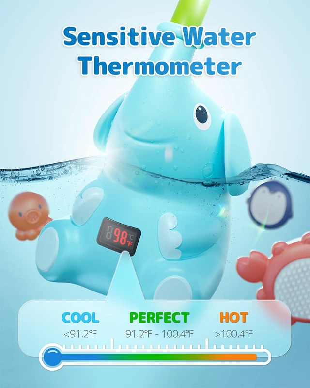 Alt view image 2 of 6 - Baby Shower Head with Water Thermometer,3-in1 Interactive Bath Toy | 3 Exchangable Shower Heads and Soft Silicone Baby Brush for Newborns, Toddlers in The Tub or Sink - Automatic
