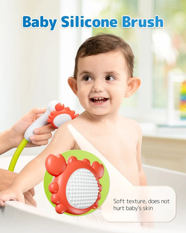 Alt view image 5 of 6 - Baby Shower Head with Water Thermometer,3-in1 Interactive Bath Toy | 3 Exchangable Shower Heads and Soft Silicone Baby Brush for Newborns, Toddlers in The Tub or Sink - Automatic
