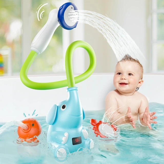 Main image of Baby Shower Head with Water Thermometer,3-in1 Interactive Bath Toy | 3 Exchangable Shower Heads and Soft Silicone Baby Brush for Newborns, Toddlers in The Tub or Sink - Automatic