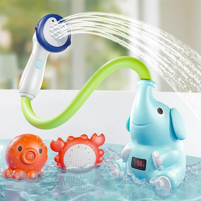 Main image of Baby Bath Toys Shower Head Sprayer with Water Thermometer for New Borns, Toddlers and Kids | Baby Accessories, and Essentials in Bathtub or Sink | Shampoo Bath Rinser | USB Rechargeable-V2