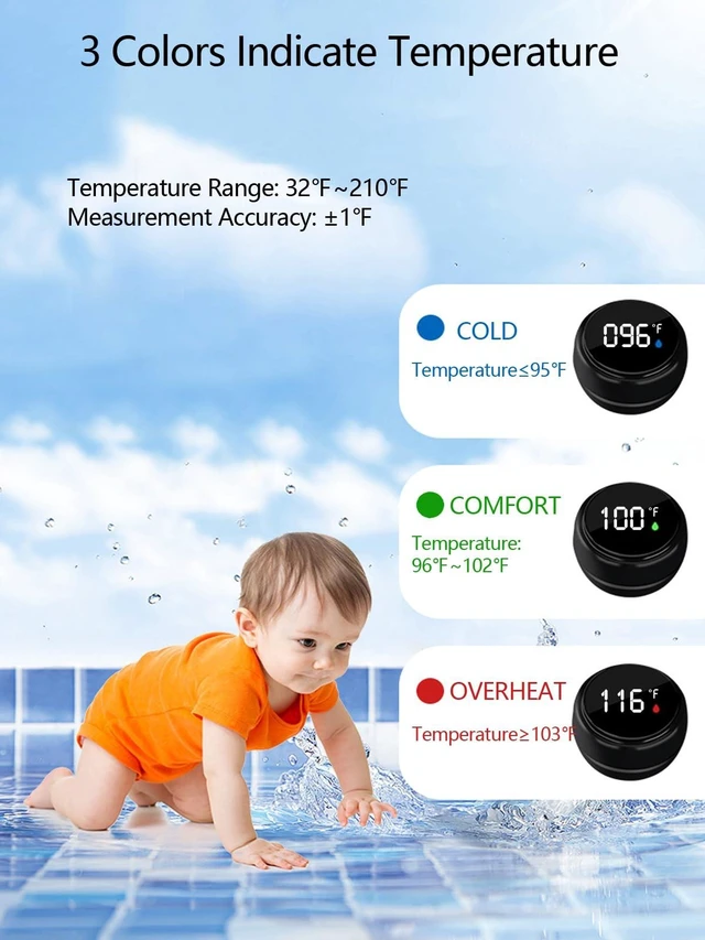 Alt view image 2 of 6 - 2 Pack Digital Bath Thermometer for Bathtub, Rechargeable Waterproof Floating Water Thermometer for Ice Bath, Pool