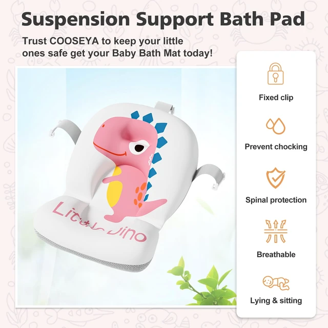 Alt view image 6 of 7 - Collapsible Baby Bathtub for Newborns with Thermometer and Soft Floating Cushion Portable and Foldable Travel Baby Girl Bath Tub for Infants to Toddler 0-36 Month (Pink)