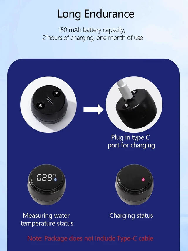 Alt view image 6 of 6 - 2 Pack Digital Bath Thermometer for Bathtub, Rechargeable Waterproof Floating Water Thermometer for Ice Bath, Pool