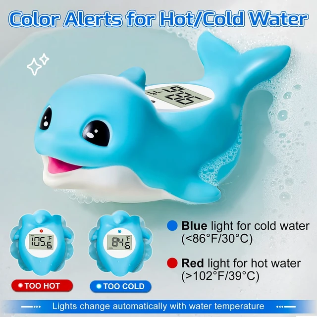 Alt view image 4 of 7 - Baby Bath Thermometer for Newborn Digital Bathtub Water Temperature Thermometer Floating Dolphin Bath Toy, °C/°F Display, Waterproof & BPA-Free